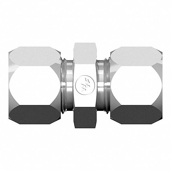 Compression Fitting Union: 3/8 in OD Size, 9/16-18 x 9/16-18 Thread Size, Compression