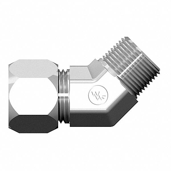 Compression Fitting Elbow: 1/2 in OD x 1/2 in Pipe Size, 3/4-16 x 1/2-14 Thread Size