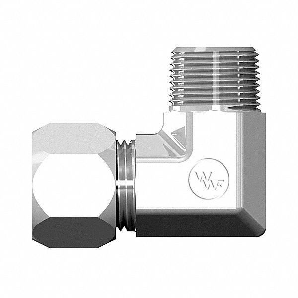 Compression Fitting Elbow: 1 1/2 in OD x 1 1/2 in Pipe Size, Compression x MNPT, Steel