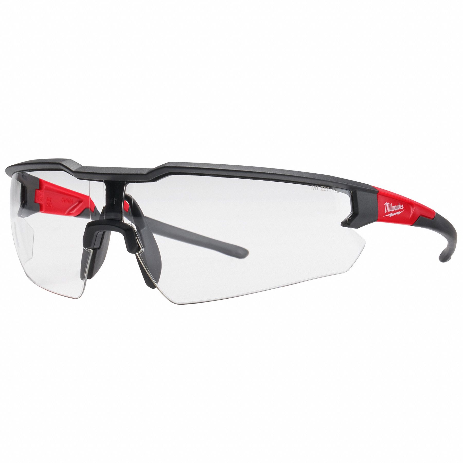 Safety Glasses: Clear Lens, Half-Frame, Anti-Fog, Black Frame