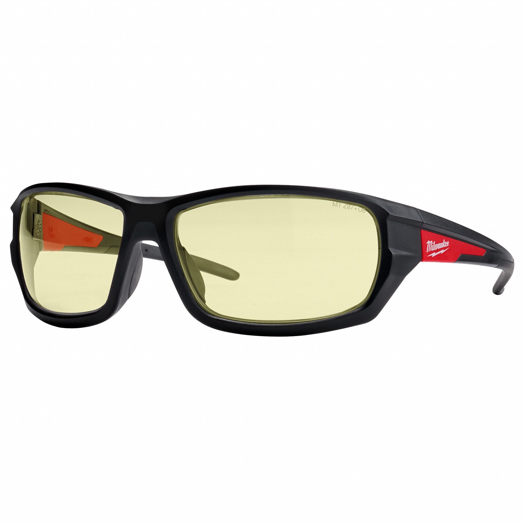 Safety Glasses: Yellow Lens, Half-Frame, Anti-Fog, Black Frame