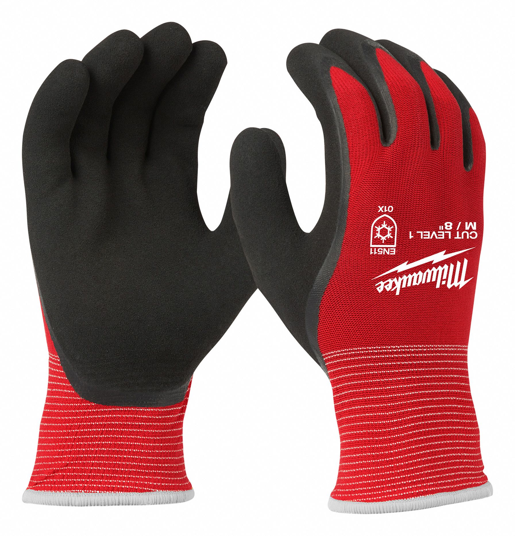 GLOVES, WINTER INS, DISPOSABLE, M (8), RED, 10 1/4 IN, LATEX FREE, NITRILE