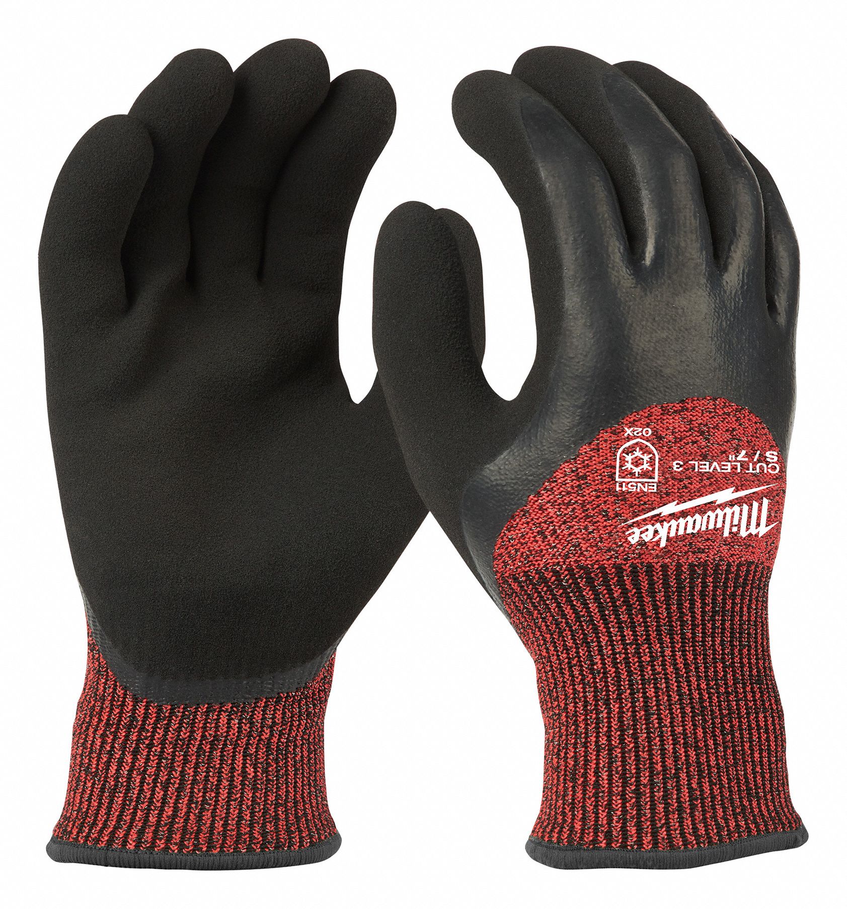 GLOVES, WINTER INS, DISPOSABLE, S (7), RED, 9 3/4 IN, LATEX FREE, NITRILE