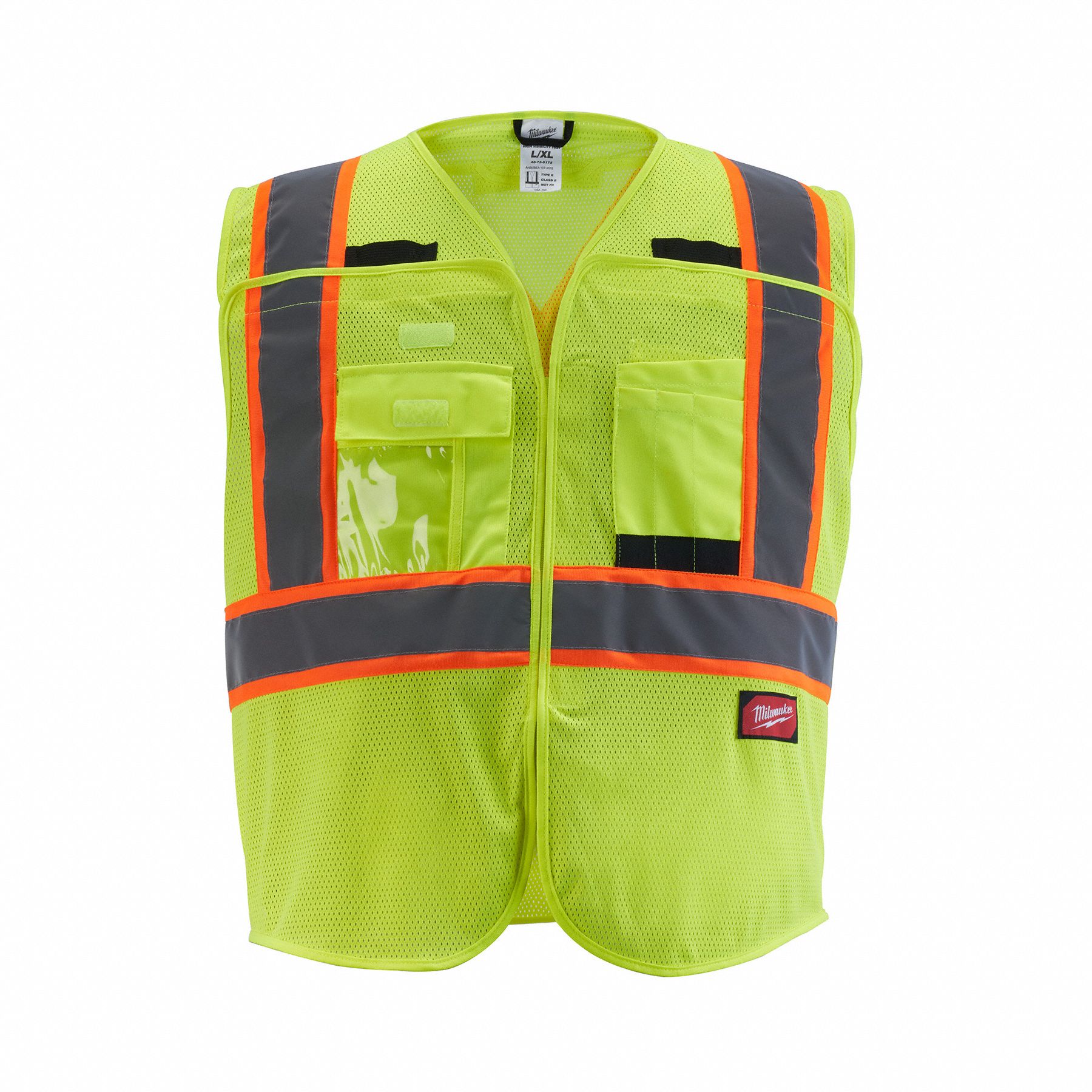 GILET DE SÉCURITÉ,ANSI CLASSE 2,P/M,LIME,MAILLE POLYESTER,GLISSIÈRE,CONTRASTANT,UNIQUE