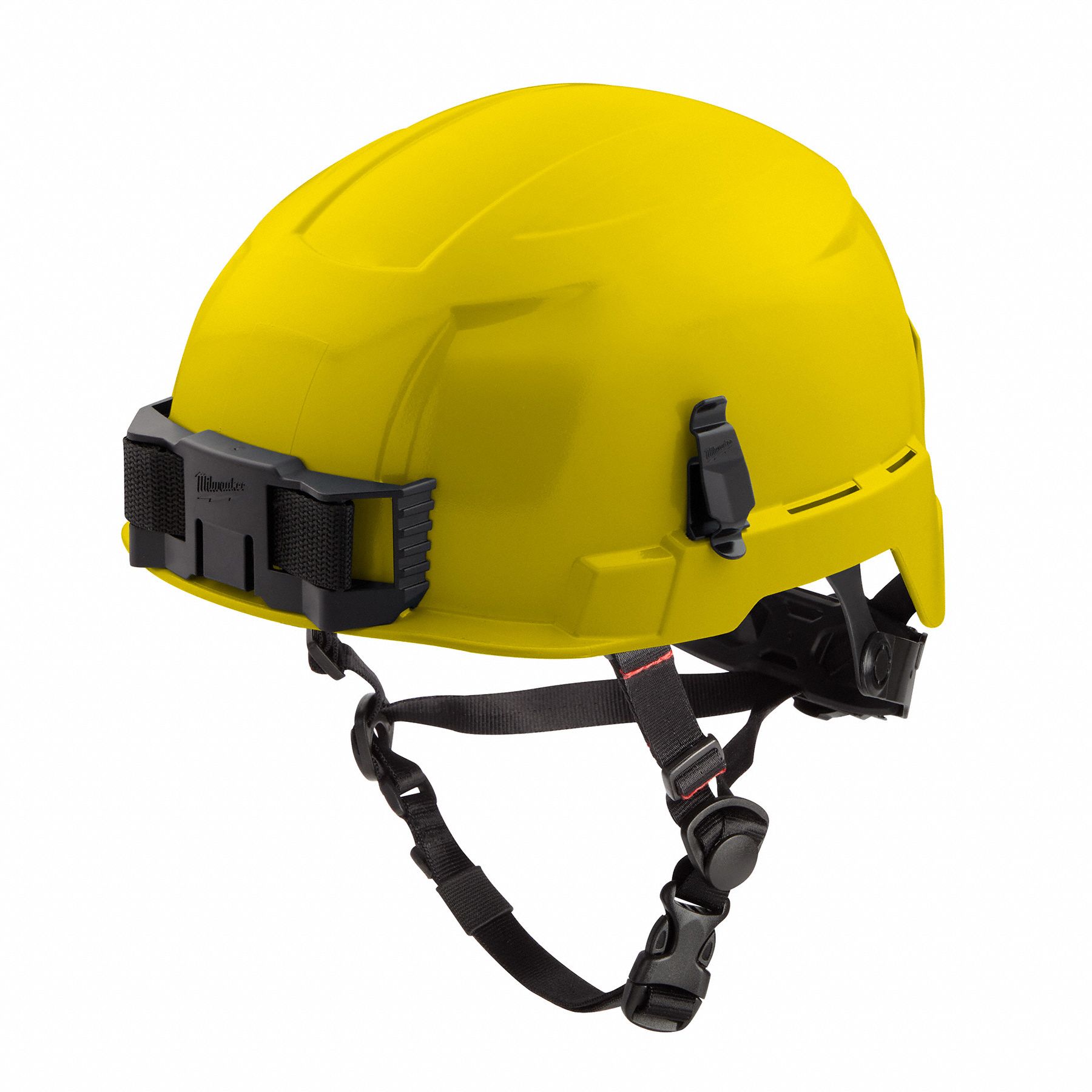 Safety Helmet: Yellow, No Graphics, Ratchet (4-Point), Ratchet, Polycarbonate, Side-Slots