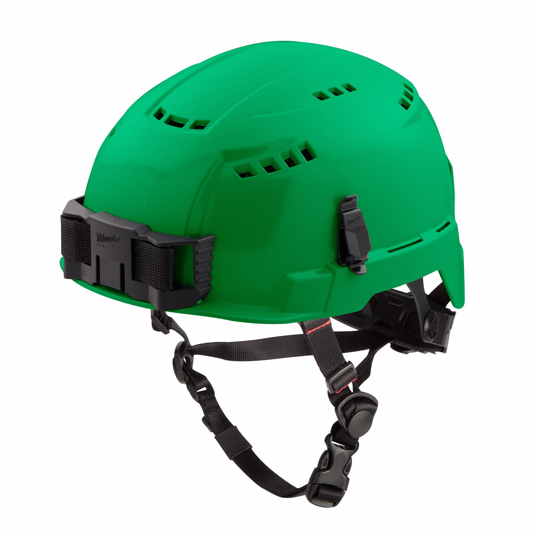 Safety Helmet: Green, No Graphics, Ratchet (4-Point), Ratchet, Polycarbonate, Side-Slots