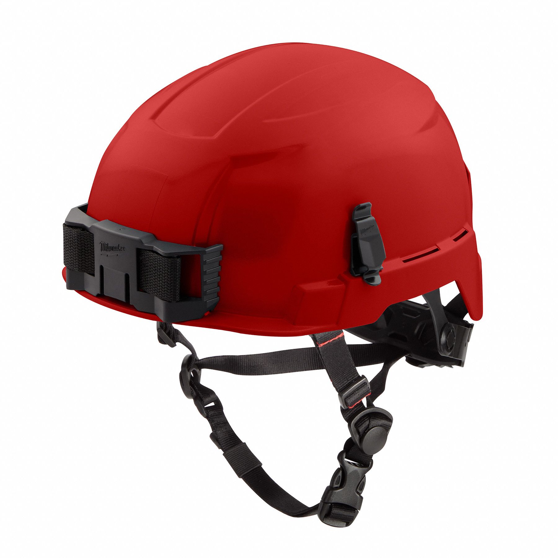 Safety Helmet: Red, No Graphics, Ratchet (4-Point), Ratchet, Polycarbonate, Side-Slots