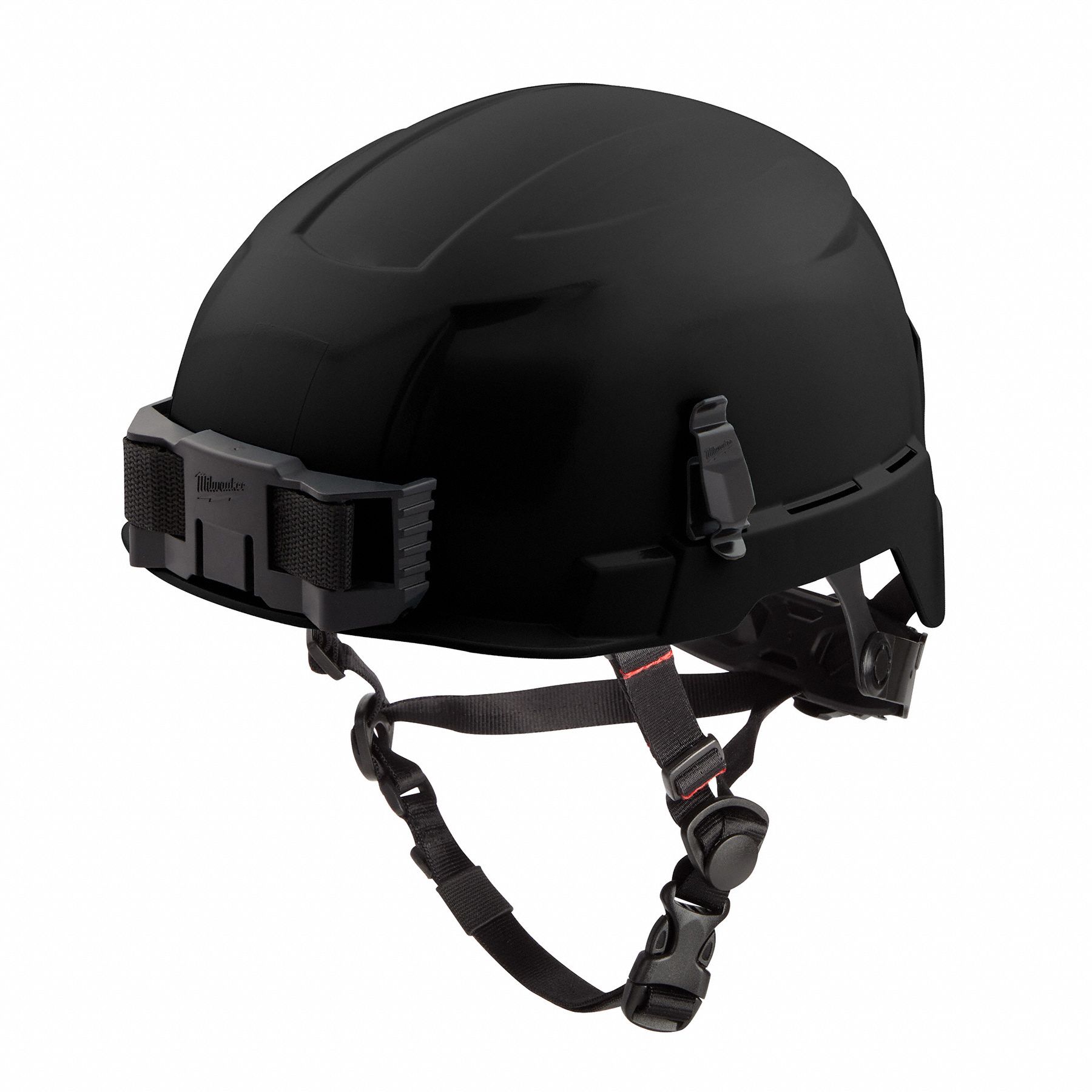 Safety Helmet: Black, No Graphics, Ratchet (4-Point), Ratchet, Polycarbonate, Side-Slots