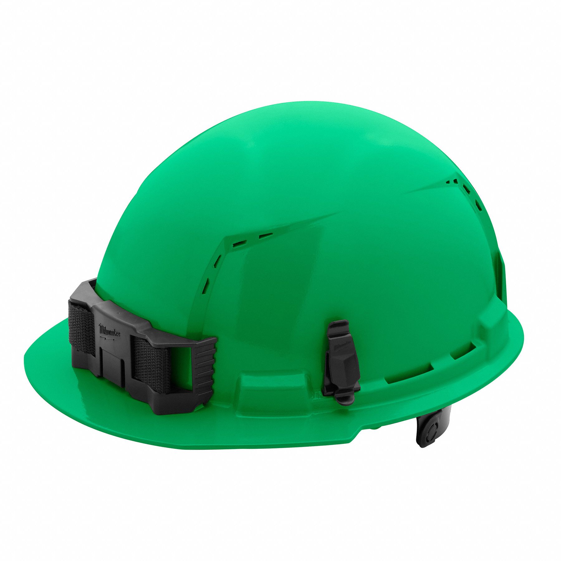 Hard Hat: Green, No Graphics, Ratchet (6-Point), Ratchet, Polyethylene, Side-Slots, Solid