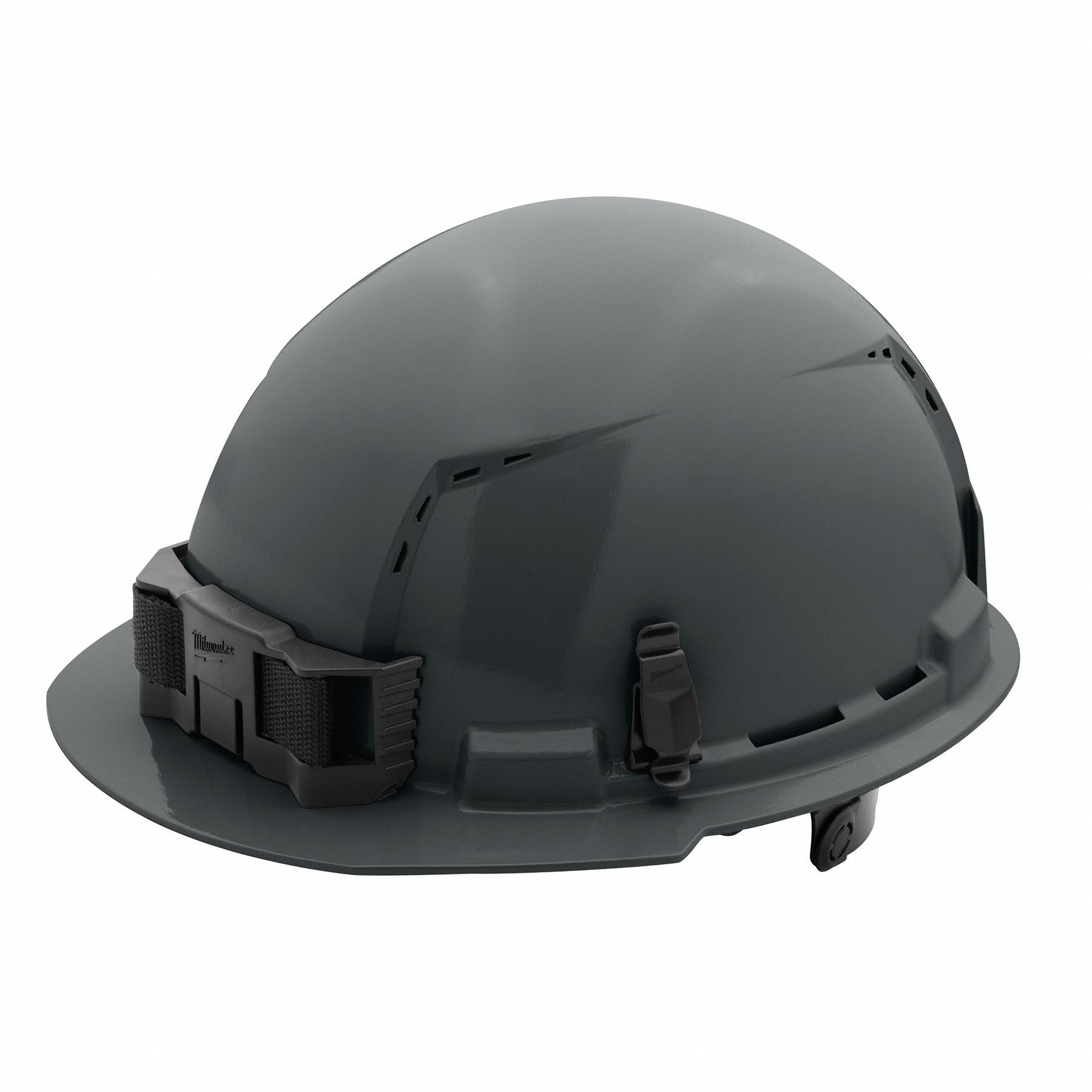 Hard Hat: Gray, No Graphics, Ratchet (6-Point), Ratchet, Polyethylene, Side-Slots, Solid