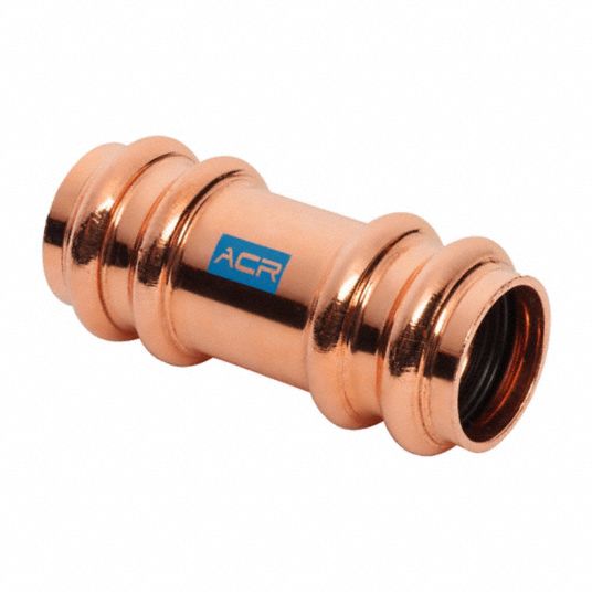 STREAMLINE Refrigeration Press Fitting Copper, PressFit x PressFit, For 1/4 in x 1/4 in Tube