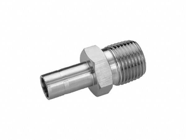 Compression Fitting Adapter: 10 mm OD x 1/4 in Pipe Fitting Size, Tube x MNPT