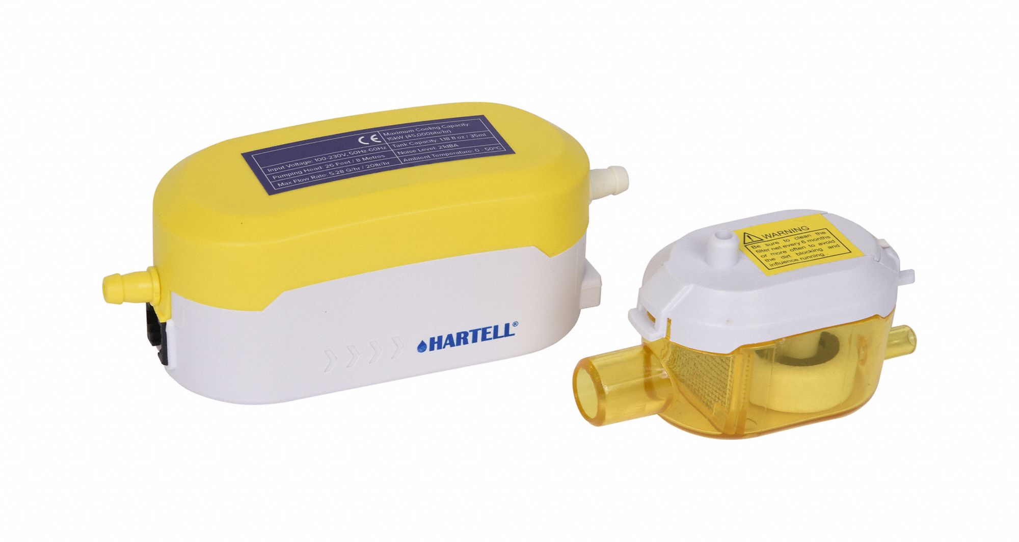 Condensate Removal Pump: 100/230V AC, 1/16 hp, 6.33 gph, 20 ft Max. Head