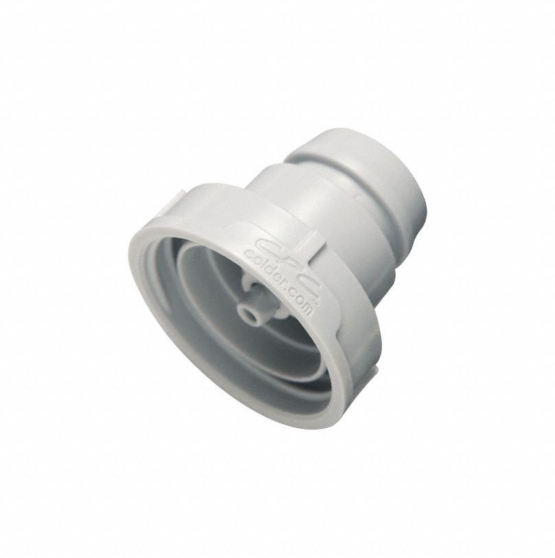 Quick Connection Fitting Cap: Cap, 38 mm Pipe Size, Threaded, Acetal, Gray, 1 1/2 in Overall Lg