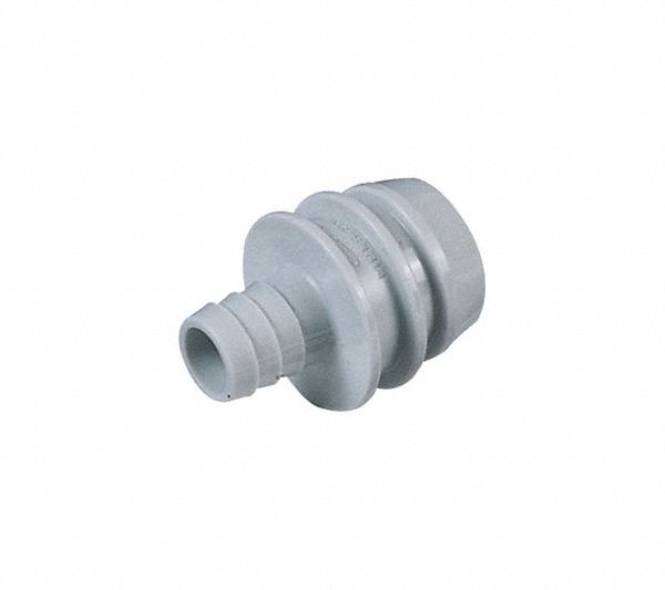 Quick Connection Coupling: Straight, 1/2 in ID Size, Quick-Disconnect Coupler x Barbed, Acetal, Gray