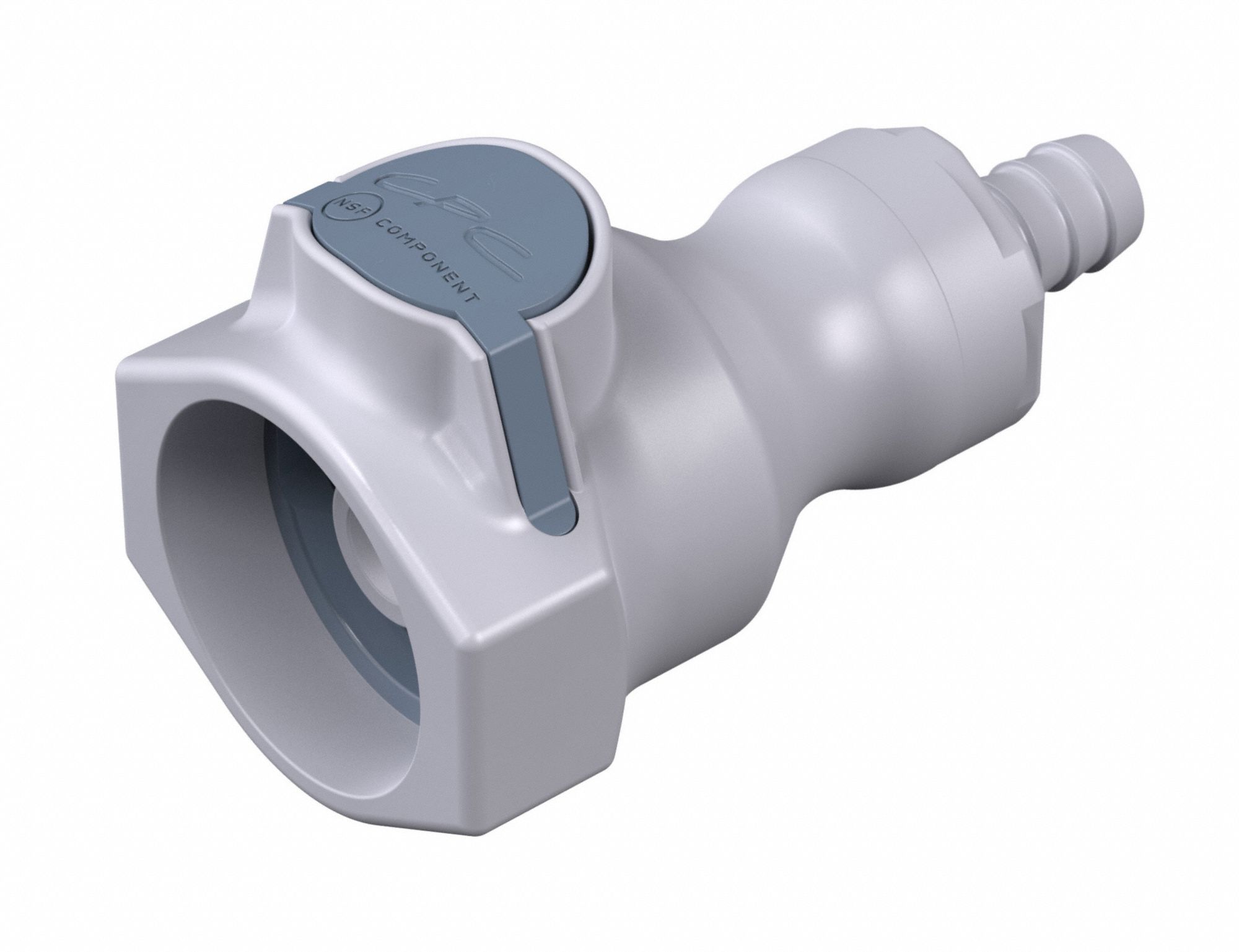 Quick Connection Coupling: Straight, 3/8 in ID Size, Quick-Disconnect Coupler x Barbed, Gray
