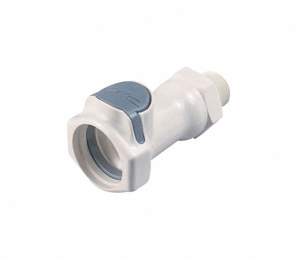 Quick Connection Coupling: Straight, 3/8 in Pipe Size, Quick-Disconnect Coupler x NPT, Polysulfone