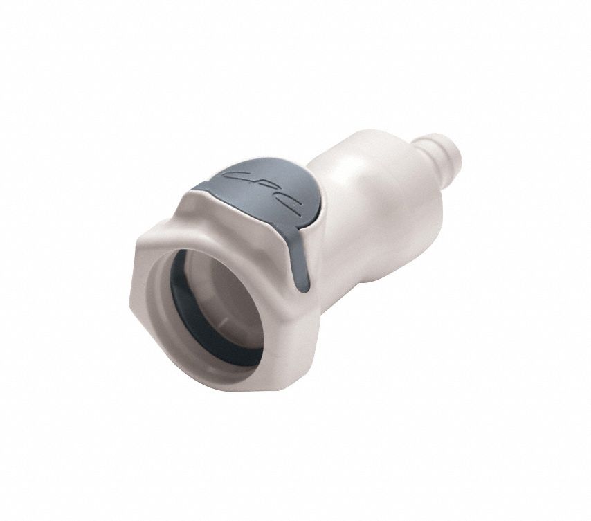 Quick Connection Coupling: Straight, 3/8 in ID Size, Quick-Disconnect Coupler x Barbed, Polysulfone