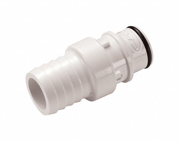 Quick Connection Coupling: Straight, 3/4 in ID Size, Quick-Disconnect Coupler x Barbed, Polysulfone