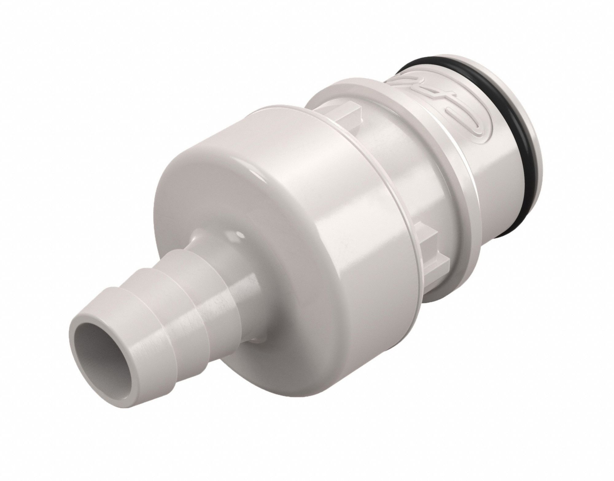 Quick Connection Coupling: Straight, 3/8 in ID Size, Quick-Disconnect Coupler x Barbed, Polysulfone