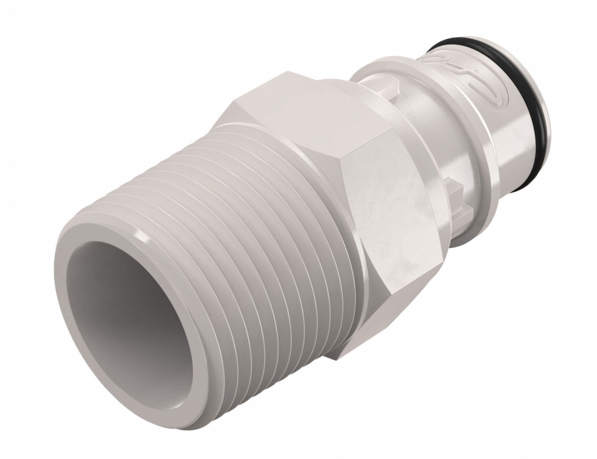Quick Connection Coupling: Straight, 3/4 in Pipe Size, Quick-Disconnect Coupler x NPT, Polysulfone
