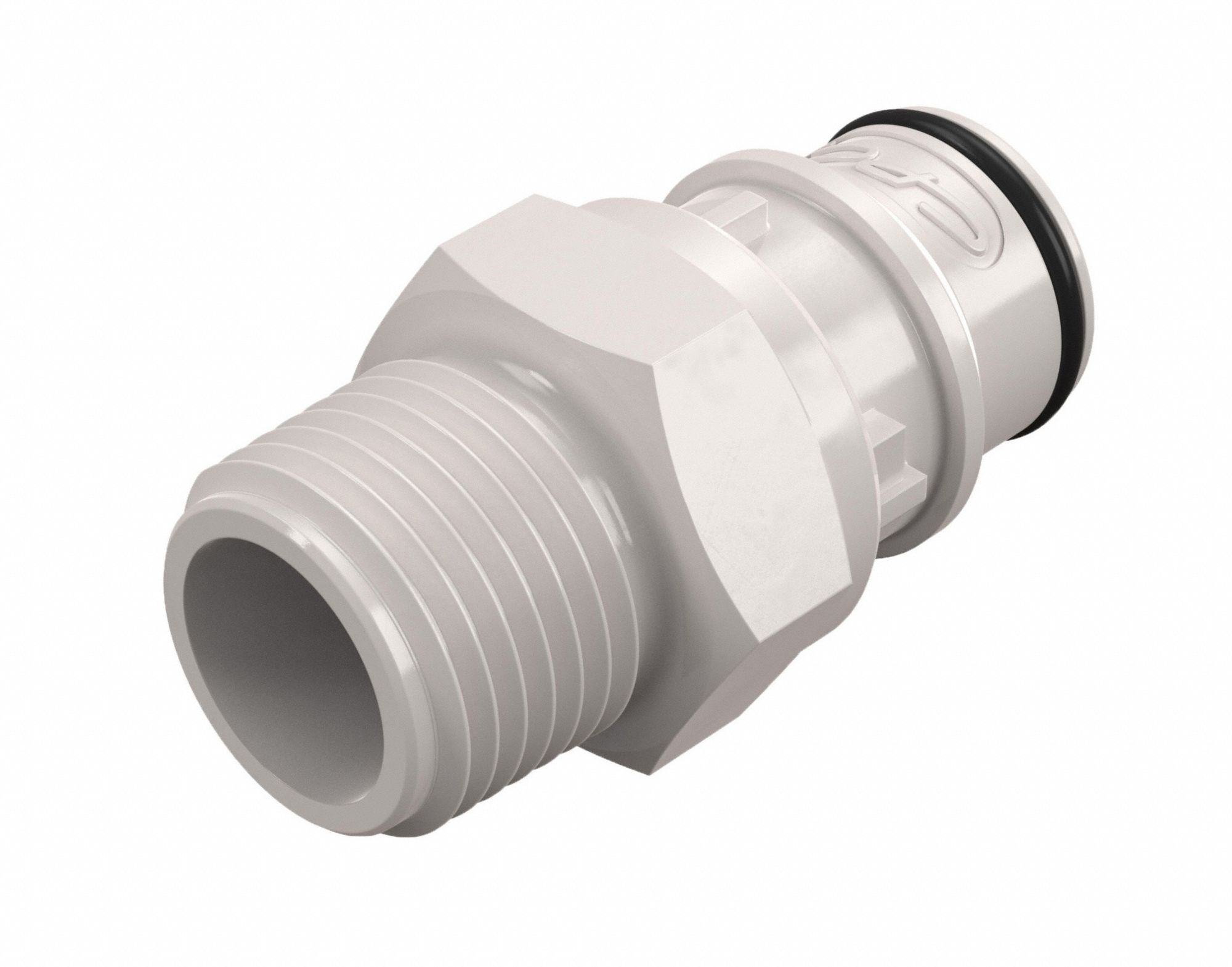 Quick Connection Coupling: Straight, 1/2 in Pipe Size, Quick-Disconnect Coupler x NPT, Polysulfone