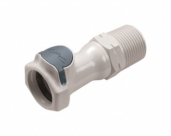 Quick Connection Coupling: Straight, 3/4 in Pipe Size, Quick-Disconnect Coupler x BSPT, Polysulfone