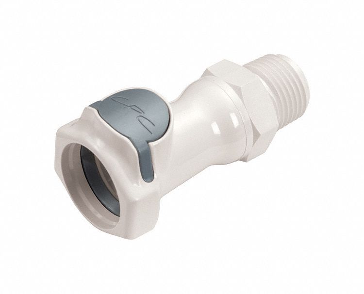 Quick Connection Coupling: Straight, 1/2 in Pipe Size, Quick-Disconnect Coupler x NPT, Polysulfone