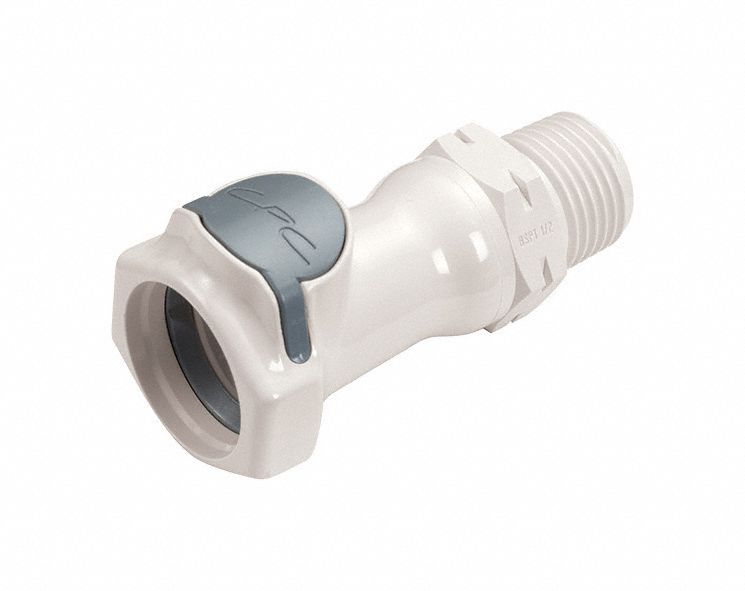 Quick Connection Coupling: Straight, 1/2 in Pipe Size, Quick-Disconnect Coupler x BSPT, Polysulfone