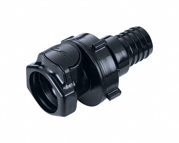 Quick Connection Coupling: Straight, 3/4 in ID Size, Quick-Disconnect Coupler x Barbed, Polysulfone