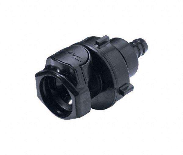 Quick Connection Coupling: Straight, 3/8 in ID Size, Quick-Disconnect Coupler x Barbed, Polysulfone
