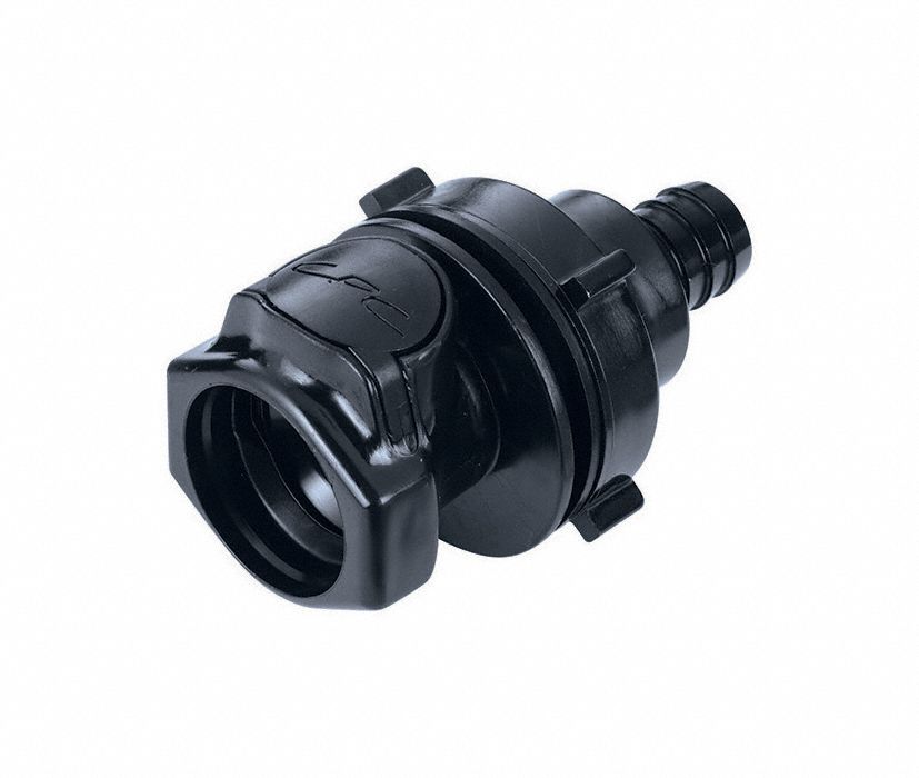 Quick Connection Coupling: Straight, 1/2 in ID Size, Quick-Disconnect Coupler x Barbed, Polysulfone