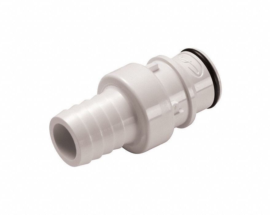 Quick Connection Coupling: Straight, 5/8 in ID Size, Quick-Disconnect Coupler x Barbed, Polysulfone