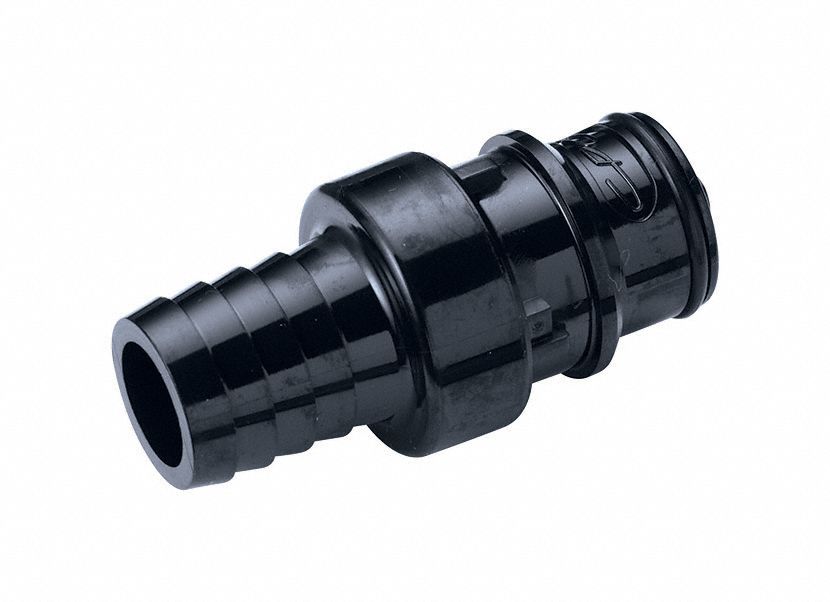 Quick Connection Coupling: Straight, 5/8 in ID Size, Quick-Disconnect Coupler x Barbed, Polysulfone
