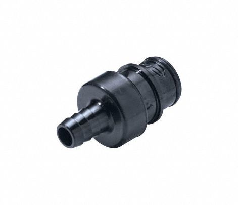 Quick Connection Coupling: Straight, 3/8 in ID Size, Quick-Disconnect Coupler x Barbed, Polysulfone