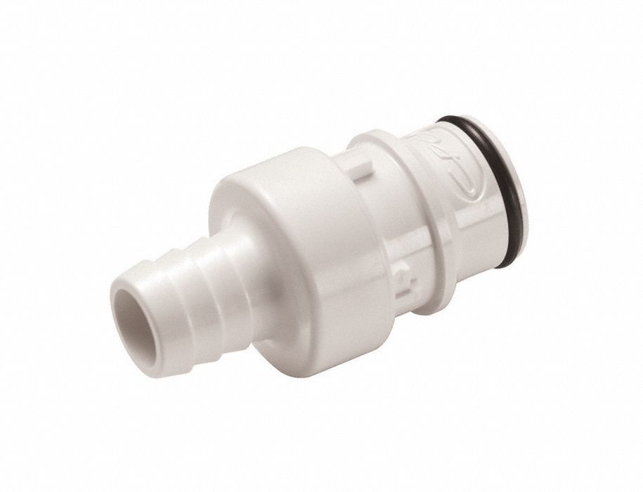 Quick Connection Coupling: Straight, 1/2 in ID Size, Quick-Disconnect Coupler x Barbed, Polysulfone