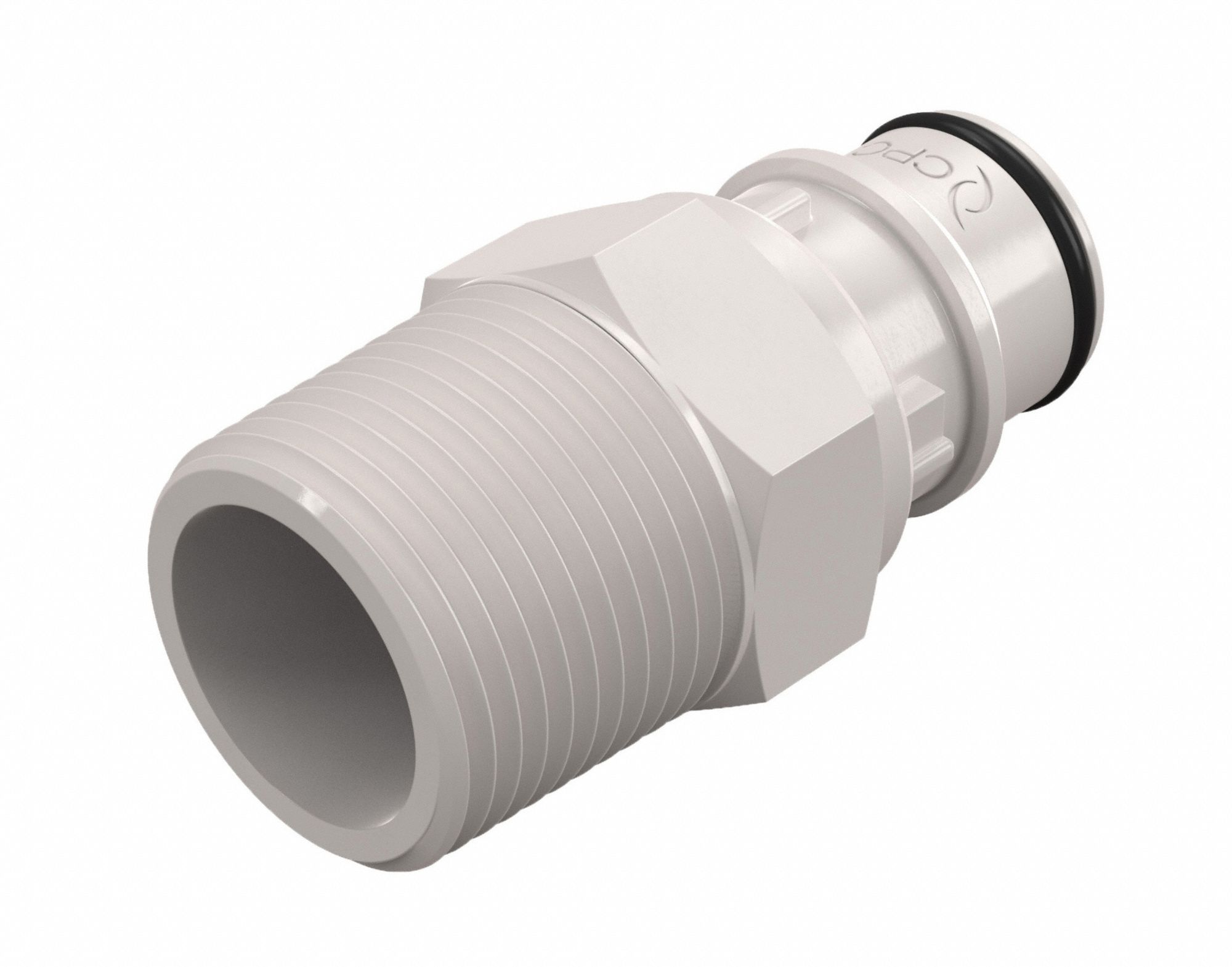 Quick Connection Coupling: Straight, 3/4 in Pipe Size, Quick-Disconnect Coupler x NPT, Polysulfone