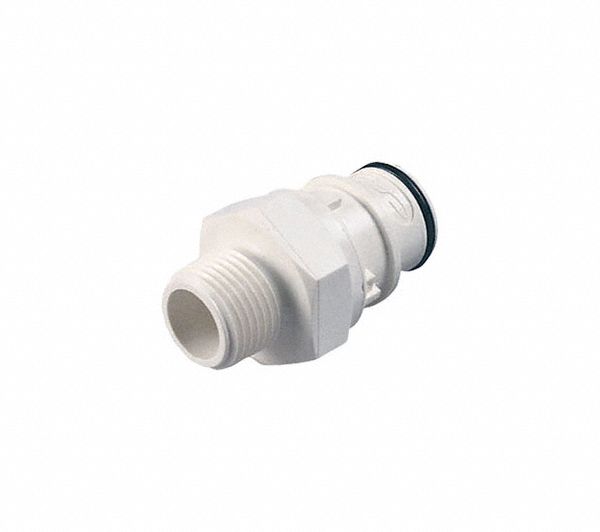 Quick Connection Coupling: Straight, 3/8 in Pipe Size, Quick-Disconnect Coupler x NPT, Polysulfone