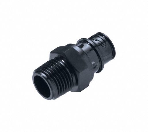Quick Connection Coupling: Straight, 3/4 in Pipe Size, Quick-Disconnect Coupler x NPT, Polysulfone