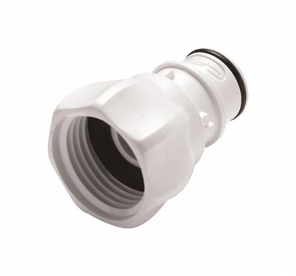 Quick Connection Coupling: Straight, 3/4 in Pipe Size, Quick-Disconnect Coupler x GHT, Polysulfone