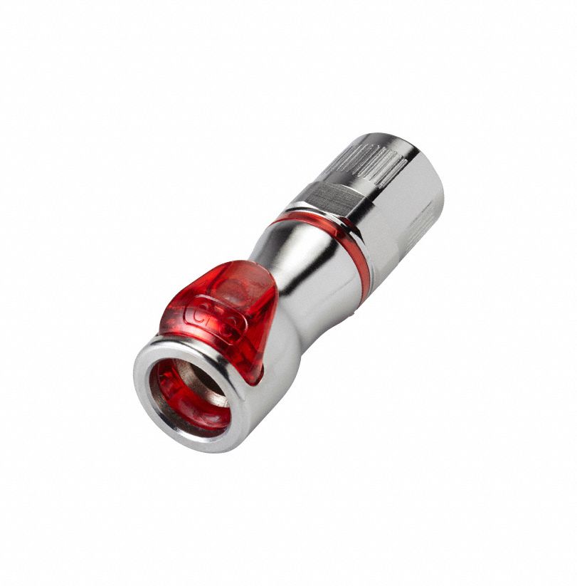 Quick Connection Coupling: Straight, 3/8 in OD x 3/8 in Pipe x 3/8 in OD Size, Warm Red, Brass