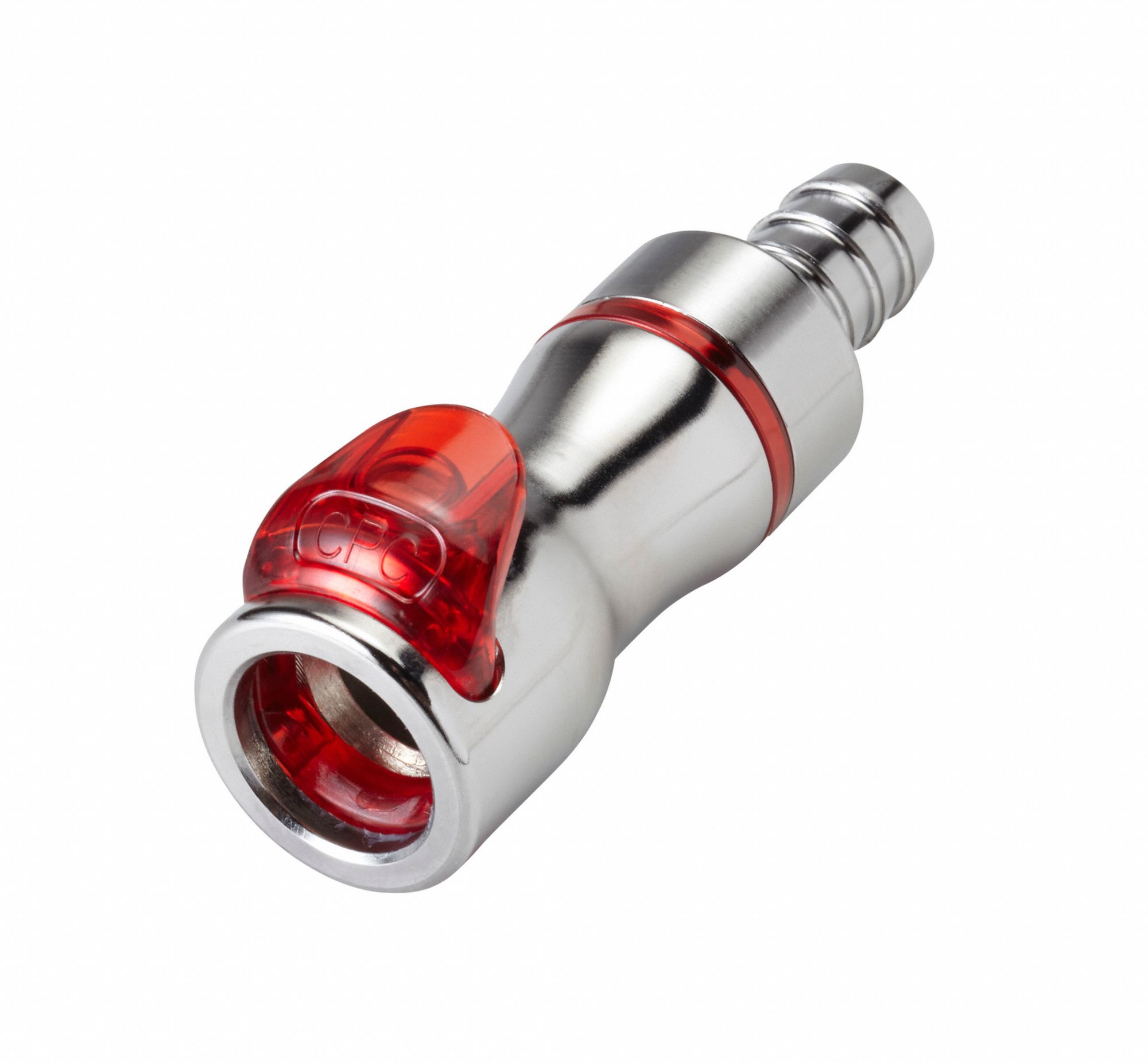 Quick Connection Coupling: Straight, 3/8 in ID Size, Warm Red, Barbed/Quick Disconnect, Brass