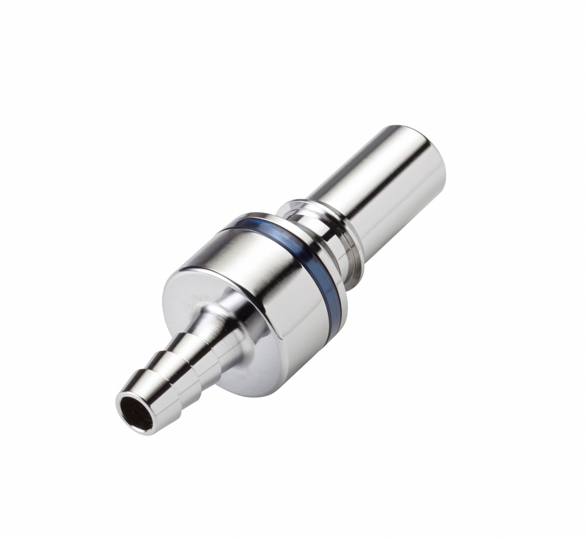 Quick Connection Coupling: Straight, 1/4 in ID Size, Cool Blue, Barbed/Quick Disconnect, Brass