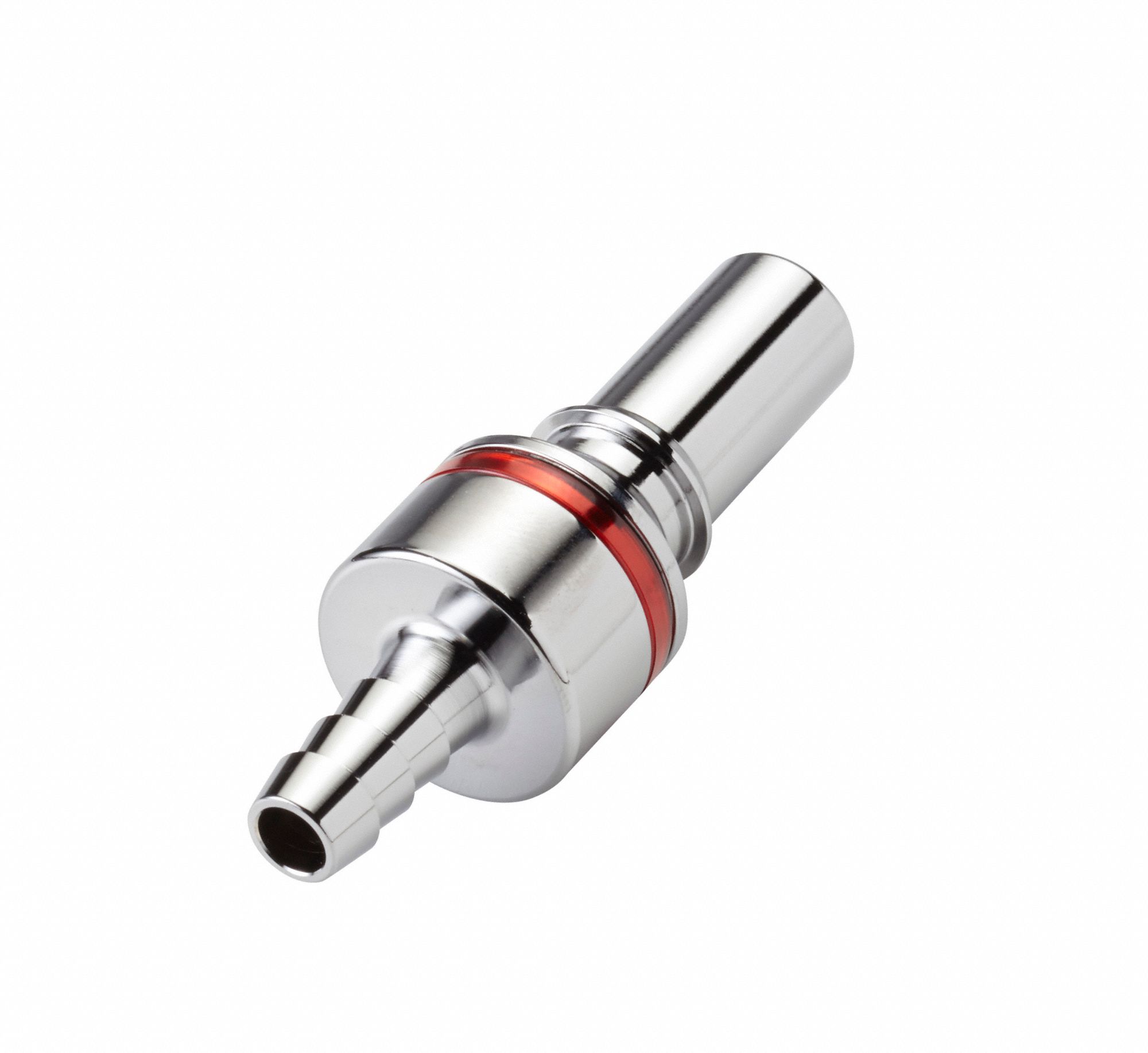 Quick Connection Coupling: Straight, 1/4 in ID Size, Warm Red, Barbed/Quick Disconnect, Brass