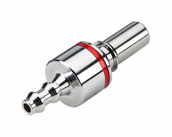 Quick Connection Coupling: Straight, 1/4 in ID Size, Warm Red, Barbed/Quick Disconnect, Brass