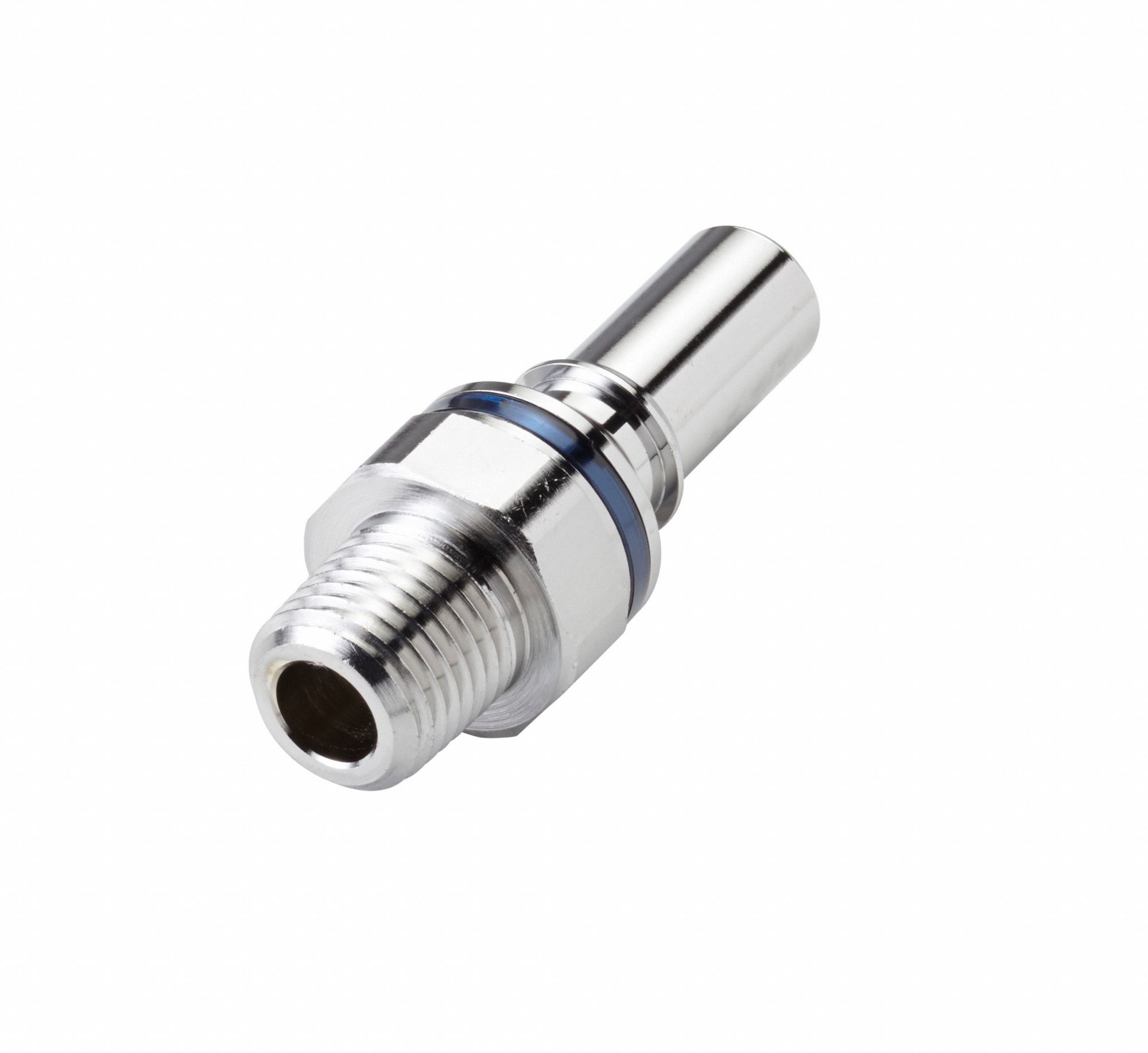 Quick Connection Coupling: Straight, 1/4 in Pipe Size, Cool Blue, Quick Disconnect/Threaded, Brass