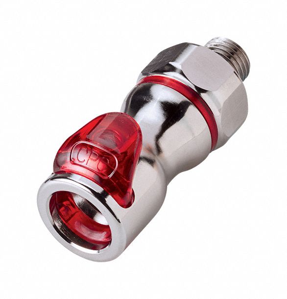 Quick Connection Coupling: Straight, 1/4 in Pipe Size, Warm Red, Quick Disconnect, Brass