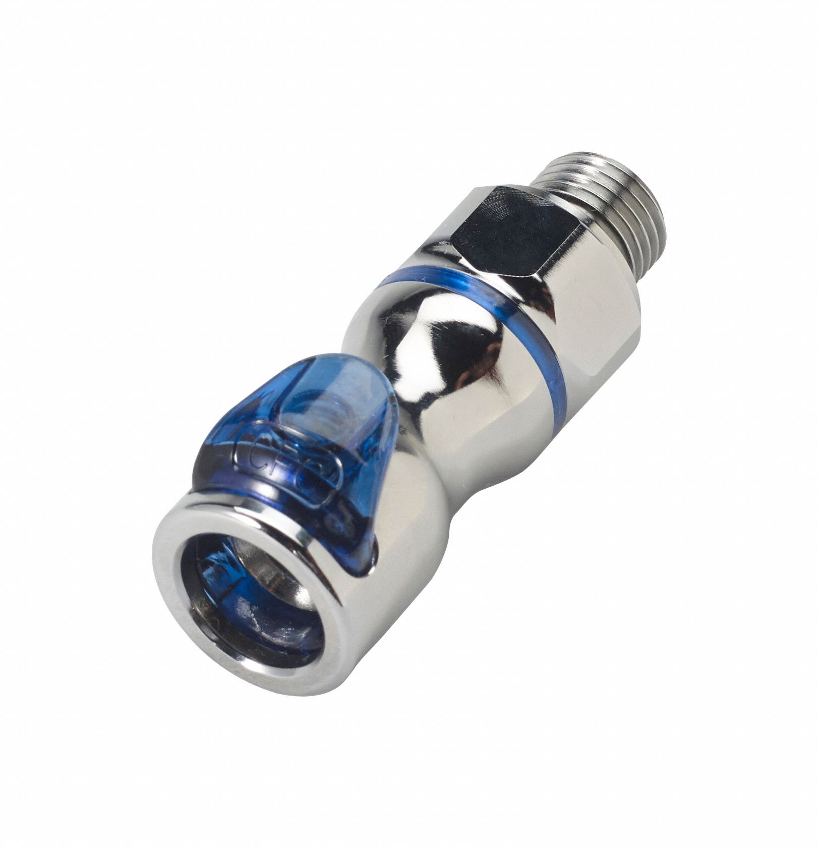 Quick Connection Coupling: Straight, 1/4 in Pipe Size, Cool Blue, Quick Disconnect/Threaded, Brass
