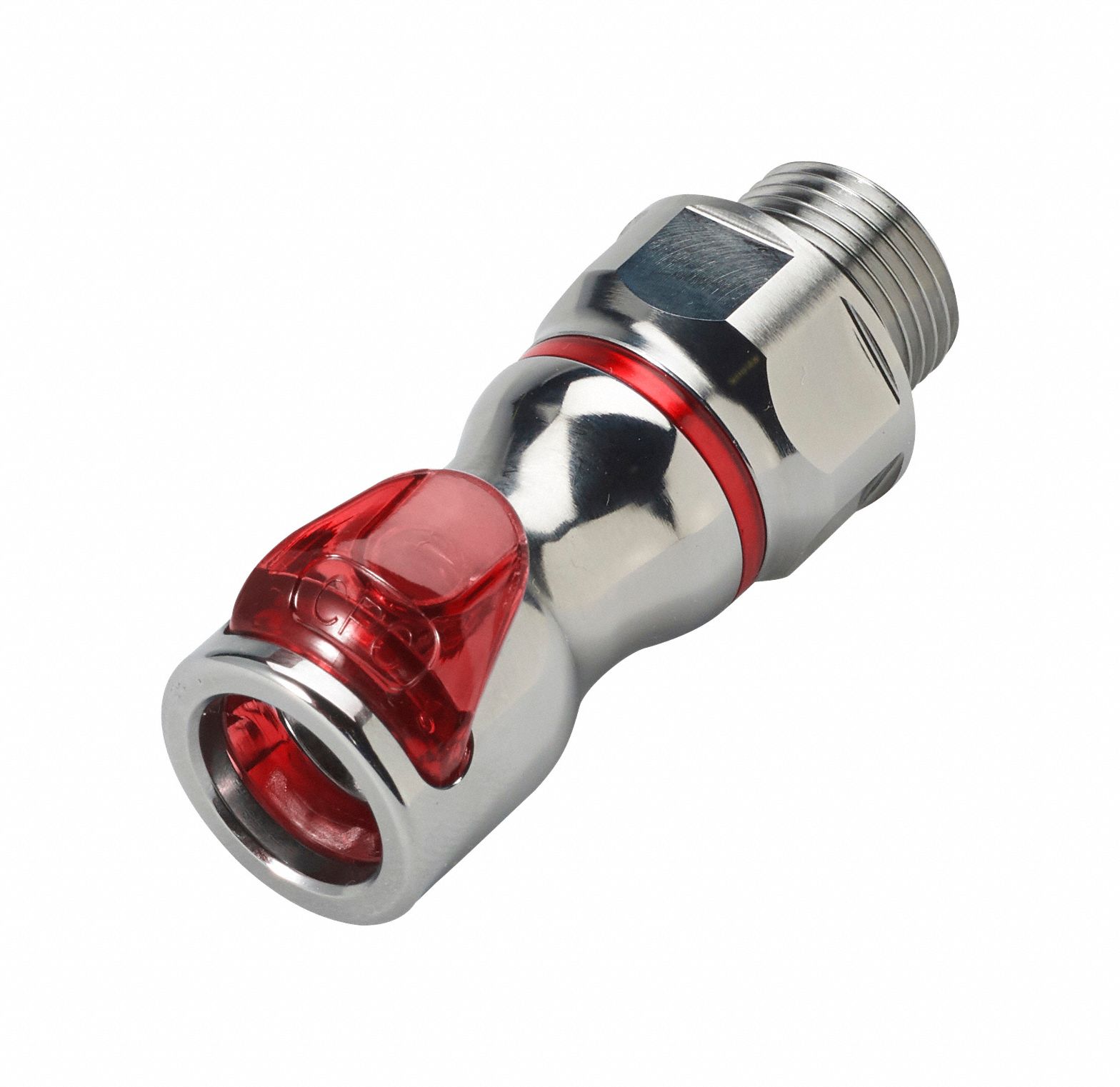 Quick Connection Coupling: Straight, 3/8 in Pipe Size, Warm Red, Quick Disconnect/Threaded, Brass