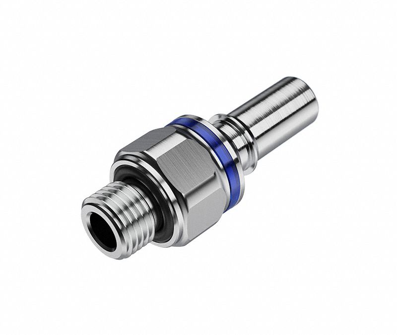 Quick Connection Coupling: Straight, 1/4 in Pipe Size, Cool Blue, Quick Disconnect/Threaded, Brass